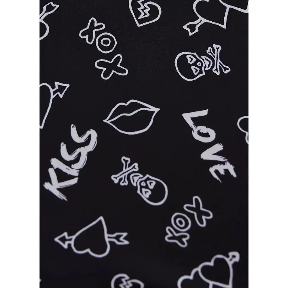 Torrid x Betsy Johnson Skull Hearts Black Georgette Blouse 1X NWT